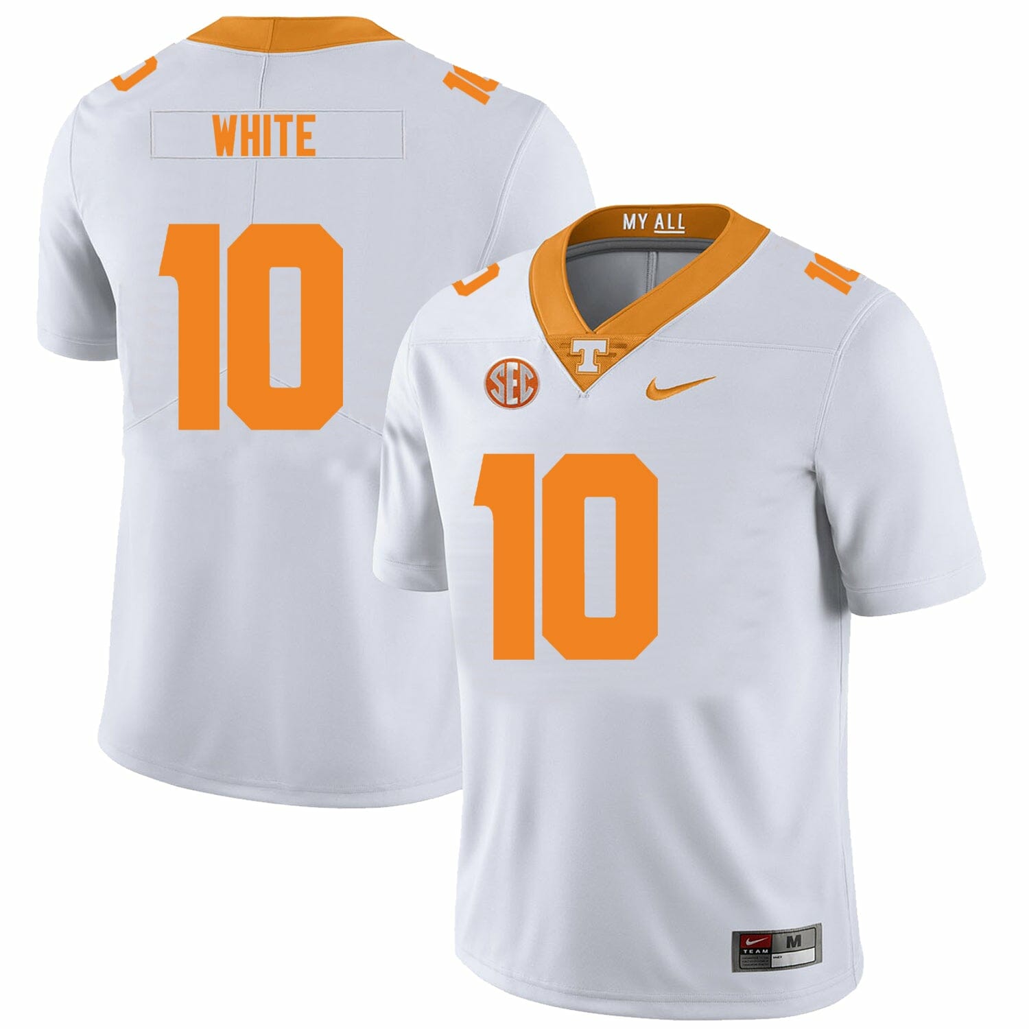 Tennessee Volunteers #10 Squirrel White Jersey College Football New White