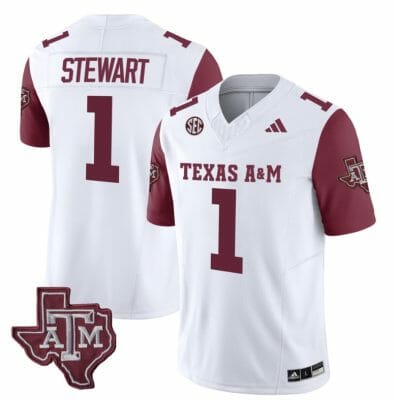 Texas A&M Aggies Evan Stewart Jersey #1 Vapor Limited College Football Maroon Sleeves