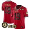 Brock Bowers Jersey #19 Georgia Bulldogs Football 2023 and Vince Dooley Patch Black Red All Stitched