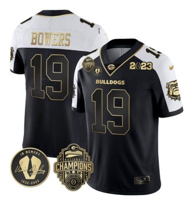 Brock Bowers Jersey #19 Georgia Bulldogs Football 2023 Champions and Vince Dooley Patch Alternate All Stitched