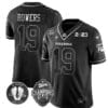 Brock Bowers Jersey #19 Georgia Bulldogs Football 2023 Champions and Vince Dooley Patch Split Black Silver All Stitched