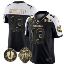 Stetson Bennett Jersey #13 Georgia Bulldogs Football 2023 Champions and Vince Dooley Patch Alternate All Stitched