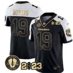 Brock Bowers Jersey #19 Georgia Bulldogs Football 2023 and Vince Dooley Patch Alternate All Stitched