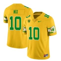 Bo Nix Jersey #10 Oregon Ducks Mighty Oregon 1984 Football Throwback Yellow All Stitched