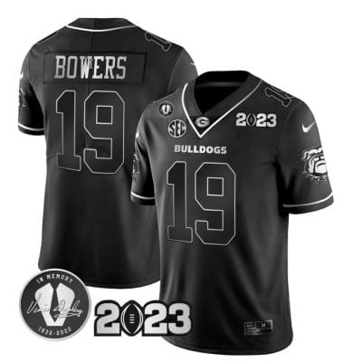 Brock Bowers Jersey #19 Georgia Bulldogs Football Black Silver All Stitched