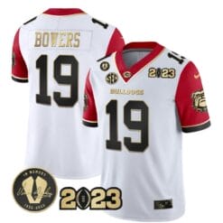 Brock Bowers Jersey #19 Georgia Bulldogs Football Red Sleeves All Stitched