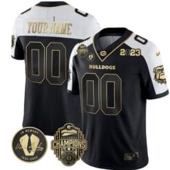 Custom Georgia Bulldogs Jersey Name and Number Football 2023 Back To Back Champions Vince Dooley Patch Alternate All Stitched