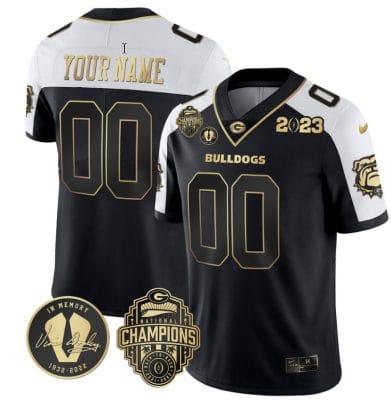 Custom Georgia Bulldogs Jersey Name and Number Football 2023 Back To Back Champions Vince Dooley Patch Alternate All Stitched