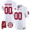 Custom Alabama Crimson Jersey Name and Number Vapor Limited Alabama Map White All Stitched