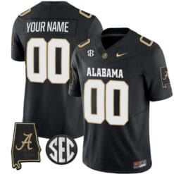 Custom Alabama Crimson Jersey Name and Number Vapor Limited Alabama Map V2 Black All Stitched