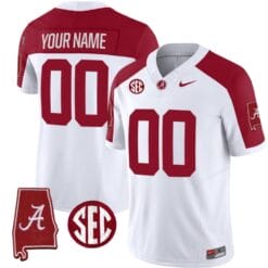 Custom Alabama Crimson Jersey Name and Number Vapor Limited Alabama Map Inverted All Stitched