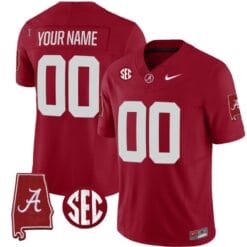 Custom Alabama Crimson Jersey Name and Number Vapor Limited Alabama Map Crimson All Stitched