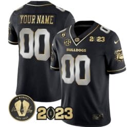 Custom Georgia Bulldogs Jersey Name and Number Football 2023 Vince Dooley Patch Gold Color Black Limited All Stitched