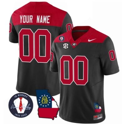 Custom Georgia Bulldogs Jersey Name and Number Football Vince Dooley Patch Map Black All Stitched