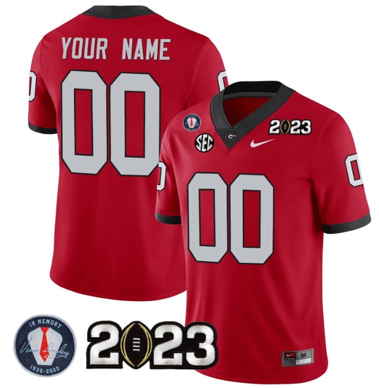 Custom Georgia Bulldogs Jersey Name and Number Football 2023 Vince Dooley Patch Regular Red All Stitched