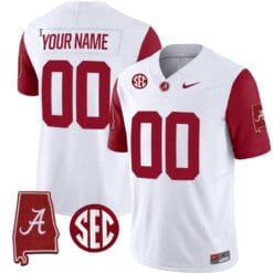 Custom Alabama Crimson Jersey Name and Number Vapor Limited Alabama Map Crimson Sleeves All Stitched