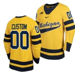 Custom Michigan Wolverines Jersey Name and Number Classic Hockey Maize #00 Replica 2023-24
