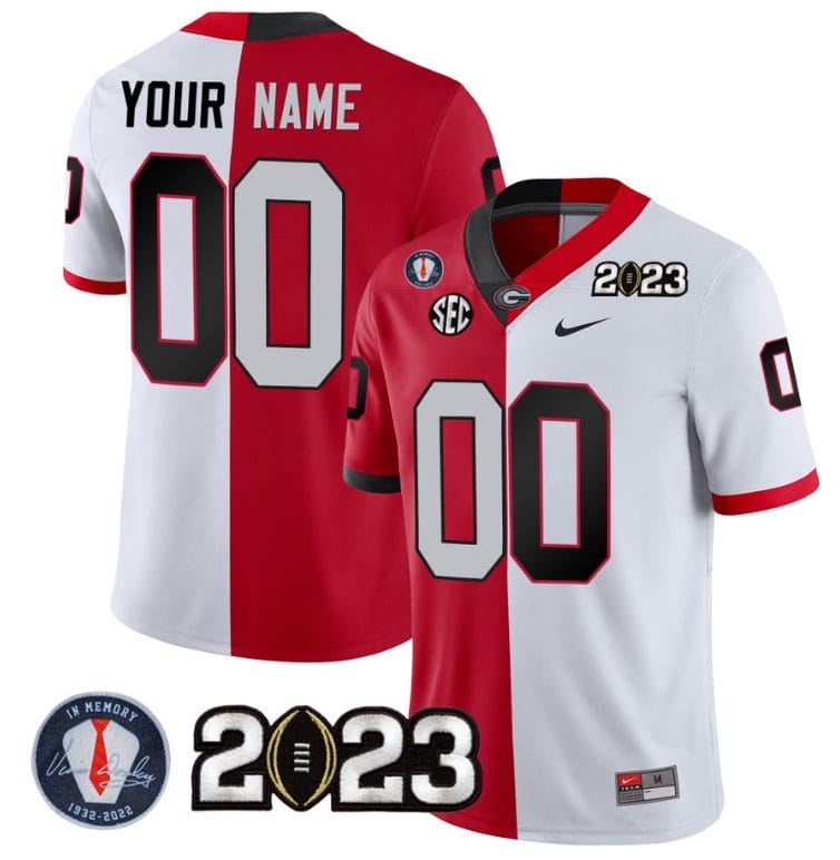 Custom Georgia Bulldogs Jersey Name and Number Football 2023 Vince Dooley Patch Split All Stitched