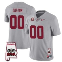 Custom Alabama Crimson Jersey Name and Number Football College SEC Graduate Map Patch Gray All Stitched