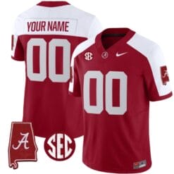Custom Alabama Crimson Jersey Name and Number Vapor Limited Alabama Map Alternate All Stitched