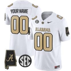 Custom Alabama Crimson Jersey Name and Number Vapor Limited Alabama Map V2 White All Stitched