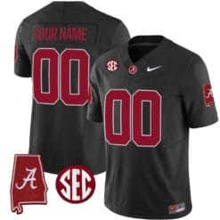 Custom Alabama Crimson Jersey Name and Number Vapor Limited Alabama Map Black All Stitched