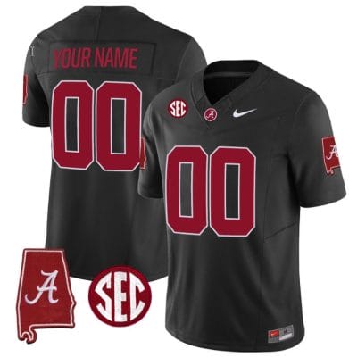Custom Alabama Crimson Jersey Name and Number Vapor Limited Alabama Map Black All Stitched