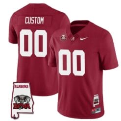 Custom Alabama Crimson Jersey Name and Number Football College SEC Graduate Map Patch Crimson All Stitched