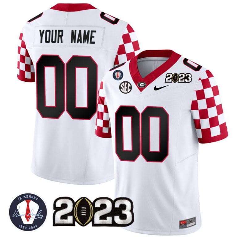 Custom Georgia Bulldogs Jersey Name and Number Football 2023 Vince Dooley Patch White All Stitched