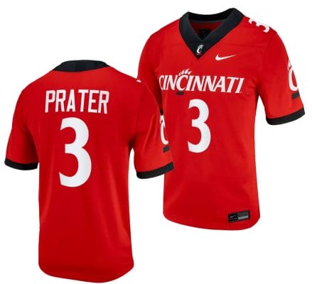Cincinnati Bearcats Evan Prater Jersey #3 Red 2023 Alternate College Football