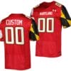 Custom Maryland Terrapins Jersey Name and Number College Football Red 2022 2023 Replica Uniform