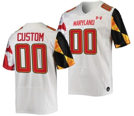 Custom Maryland Terrapins Jersey Name and Number College Football White 2022 2023 Replica Uniform