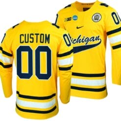 Custom Michigan Wolverines Jersey Name and Number 2023 NCAA Hockey Tournament Maize