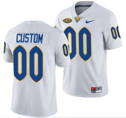 Custom Pitt Panthers Jersey Name and Number White College Football Replica Uniform