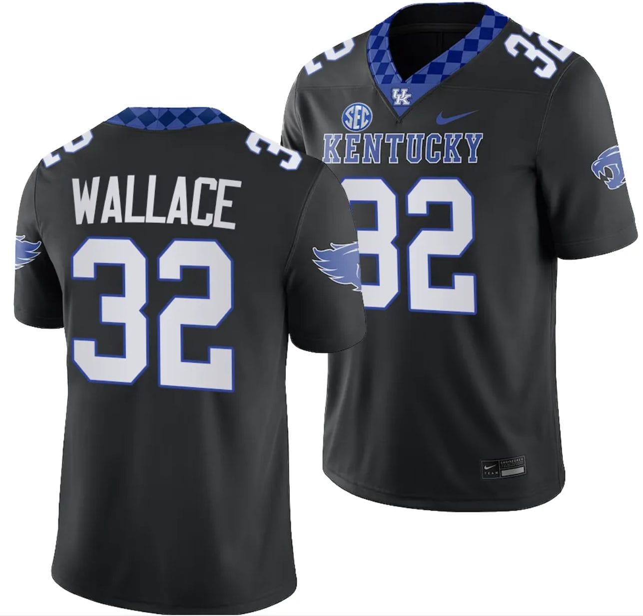 Kentucky Wildcats Trevin Wallace Jersey #32 Alternate Football Game Black 2023