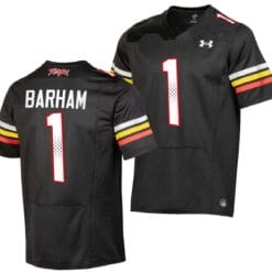 Maryland Terrapins Jaishawn Barham Jersey #1 College Football Black 2023 Replica Uniform