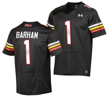 Maryland Terrapins Jaishawn Barham Jersey #1 College Football Black 2023 Replica Uniform