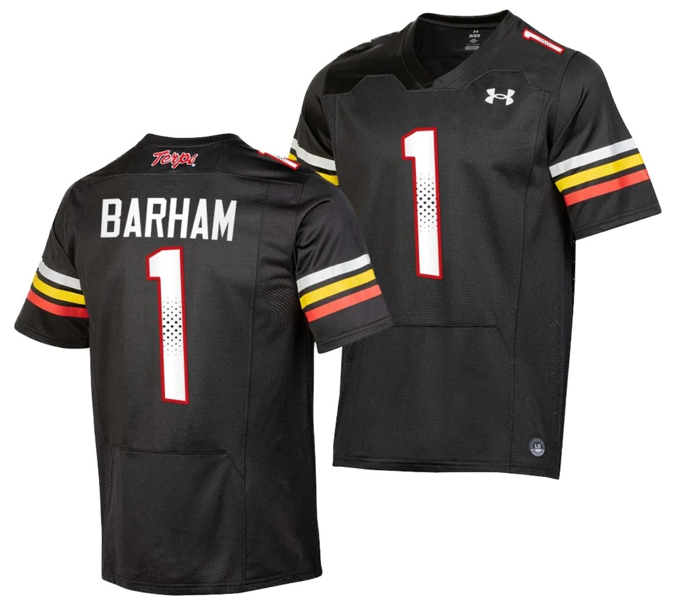 Maryland Terrapins Jaishawn Barham Jersey #1 College Football Black 2023 Replica Uniform