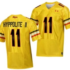 Maryland Terrapins Ruben Hyppolite II Jersey #11 College Football Gold 2023 Script Uniform
