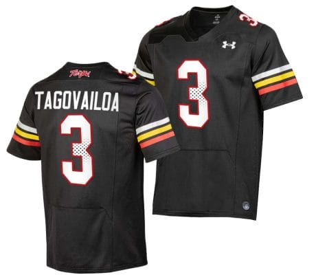 Maryland Terrapins Taulia Tagovailoa Jersey #3 College Football Black 2023 Replica Uniform