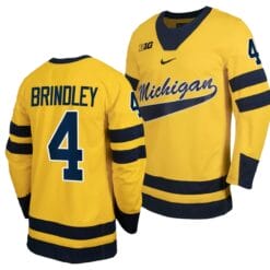 Michigan Wolverines Gavin Brindley Jersey #4 Classic Hockey Maize Replica 2023-24