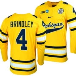 Michigan Wolverines Gavin Brindley Jersey #4 NCAA Hockey Tournament Maize 2023
