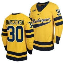 Michigan Wolverines Jacob Barczewski Jersey #30 Classic Hockey Maize Replica 2023-24