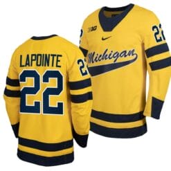 Michigan Wolverines Philippe Lapointe Jersey #22 Classic Hockey Maize Replica 2023-24