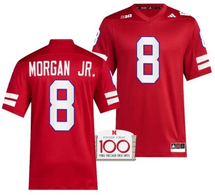 Nebraska Cornhuskers Stanley Morgan Jr Jersey 100th Anniversary Red 2023 Alternate Football #8