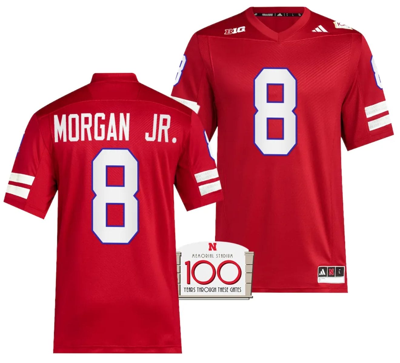 Nebraska Cornhuskers Stanley Morgan Jr Jersey 100th Anniversary Red 2023 Alternate Football #8