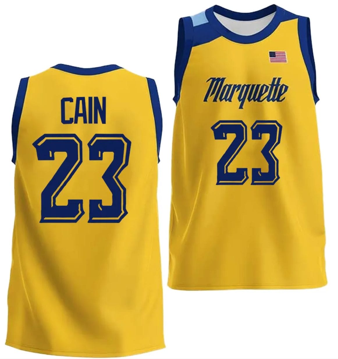 Marquette Golden Eagles Jamal Cain Jersey #23 College Basketball Gold