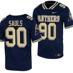 Pitt Panthers Ben Sauls Jersey #90 Navy College Football Replica Uniform