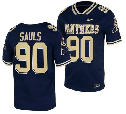 Pitt Panthers Ben Sauls Jersey #90 Navy College Football Replica Uniform