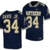 Pitt Panthers Derrick Davis Jr Jersey #34 Navy College Football Replica Uniform